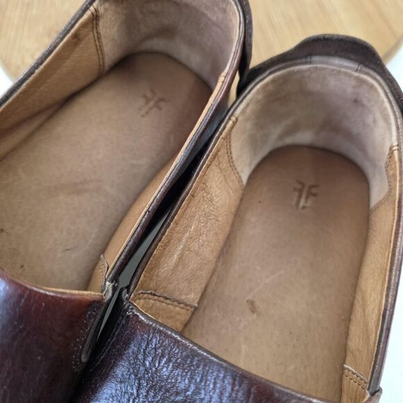 Frye Shoes Mens Size 10 Brown Leather Slip On Loafers Comfort Casual Moc Toe - Picture 12 of 14